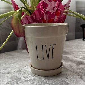 Rae Dunn Cream 'Live' Planter